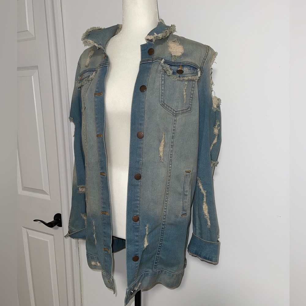 Jean Jacket With ripped designs